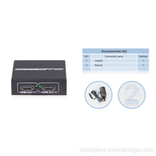Full HDMI 1.4 1x2 Splitter with HDCP and 8kV ESD ProtectionNew
